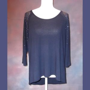 Dress Barn Navy Sweater Silver Embellishments PXL